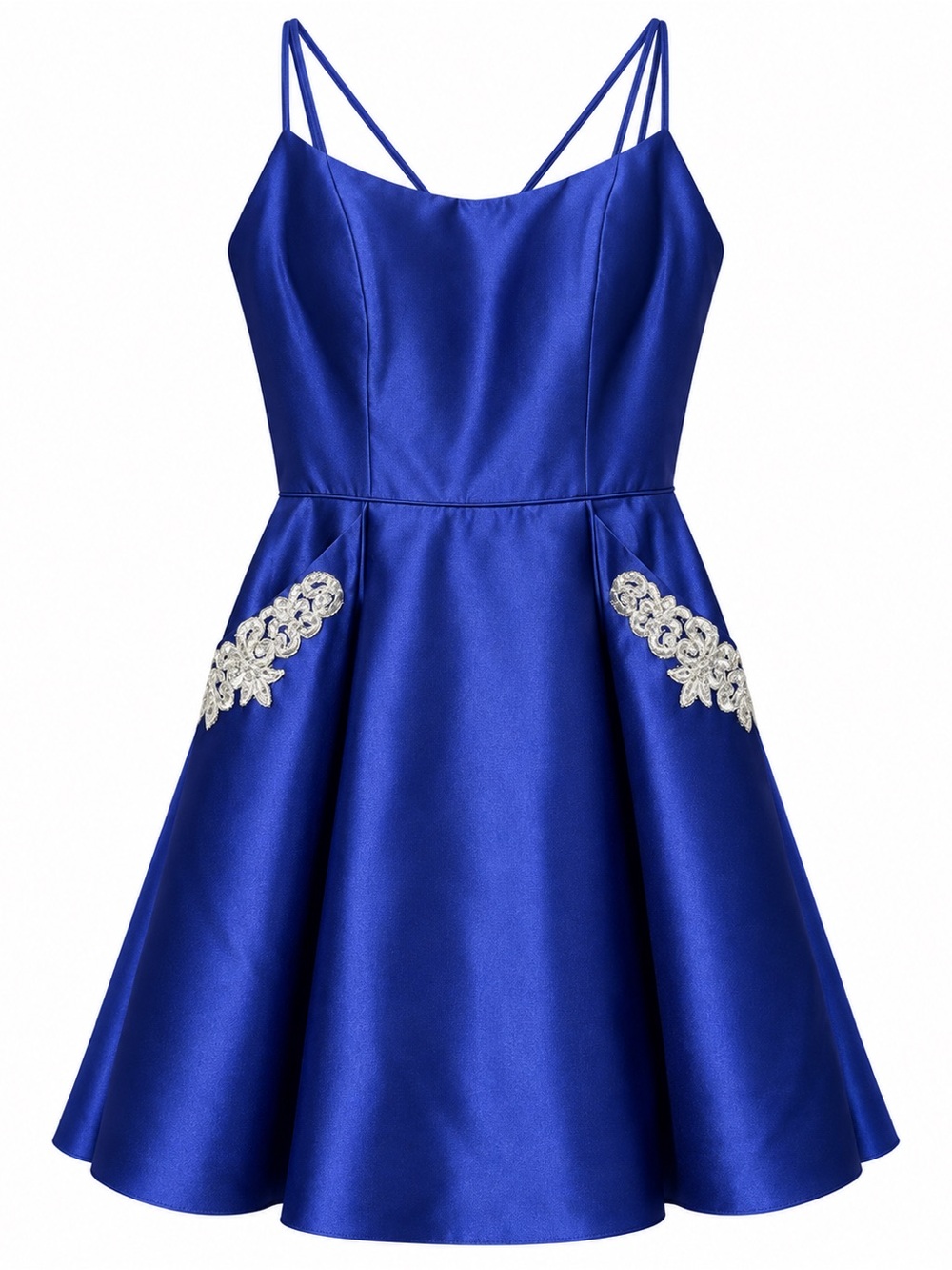 Blondie Nites by Stacy Skylar Royal Blue Satin Dress